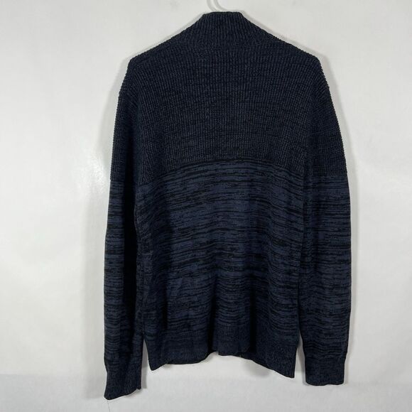 Kenneth Cole Full Zip Cardigan Sweater Mens Large Navy Heathered Chunky Knit - Picture 11 of 13